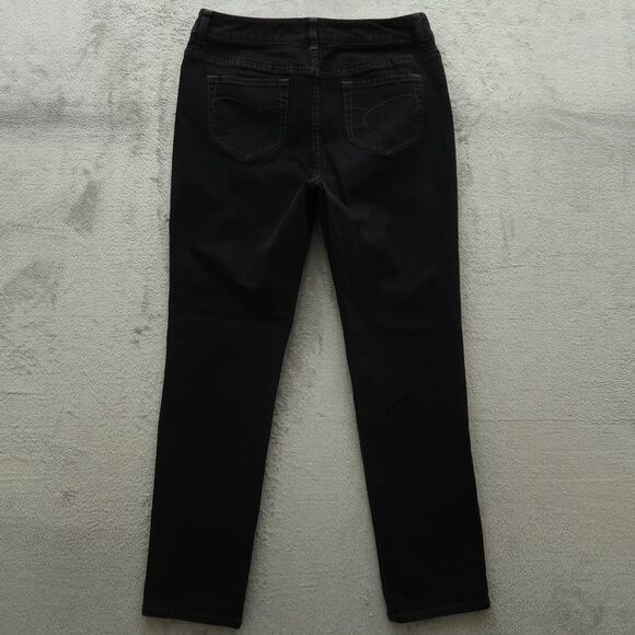 Chico's Platinum Jeans Women's 1.5R US-10 Black Mid-Rise Slim Leg 29.5" Inseam - Picture 11 of 16
